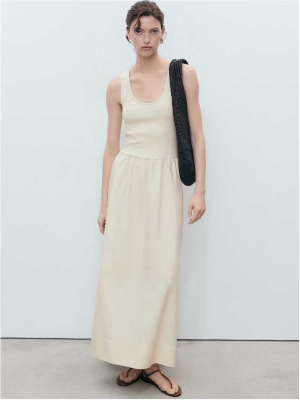 Mango Cream Cotton Flared Tank Dress Size 4/Small